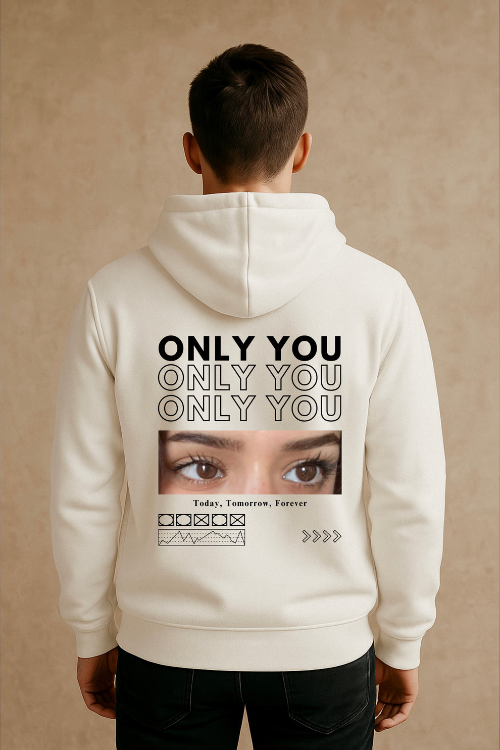 Only You Custom Eye Photo Hoodie - Back Print Only (For Girlfriend/Boyfriend)