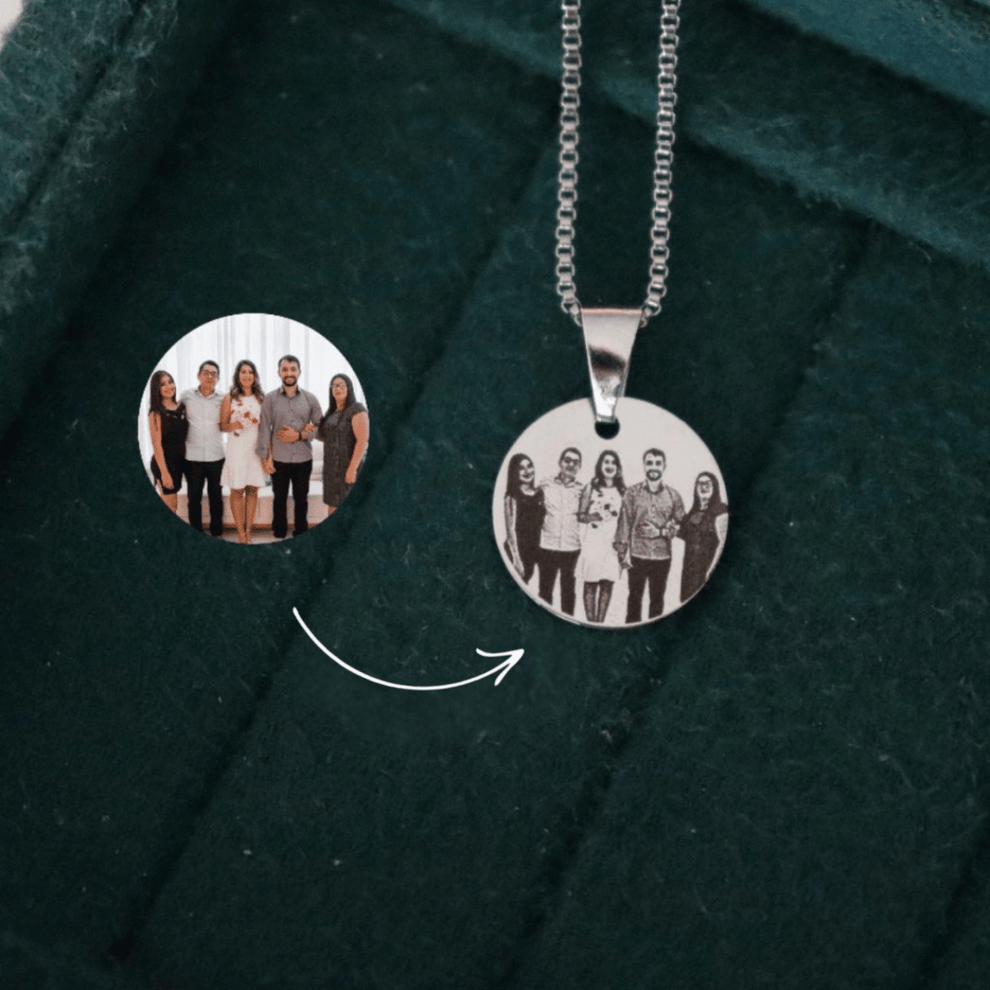 Silver Circle shape Photo Necklace