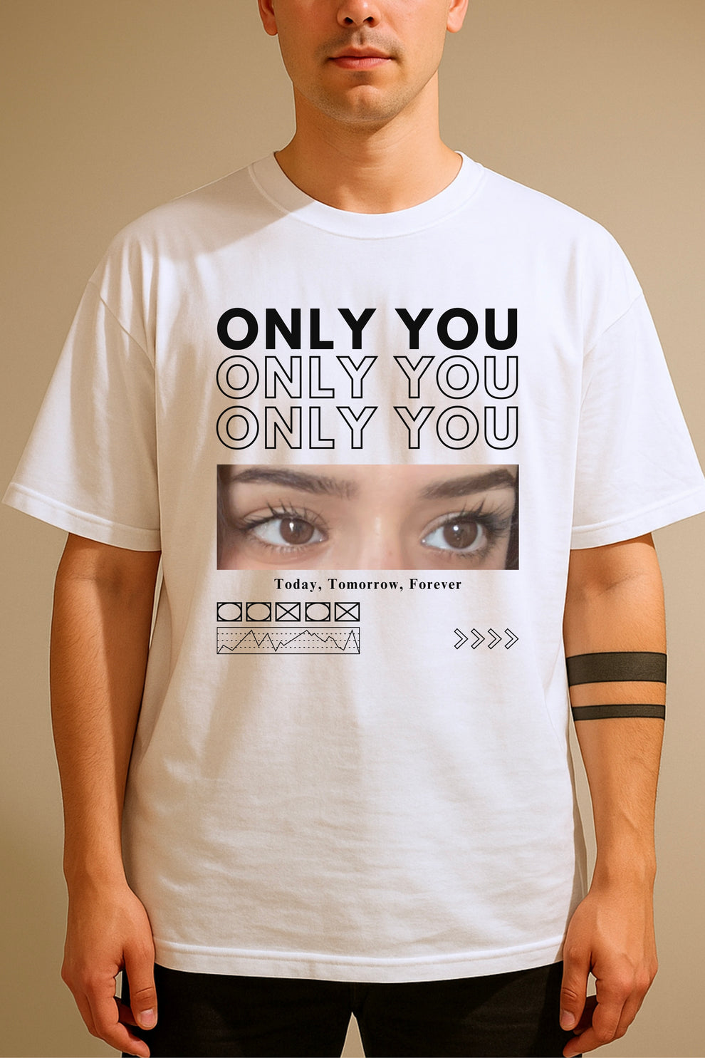 Only You Custom Eye Photo Oversized T-shirt - Front Print Only (For Girlfriend/Boyfriend)