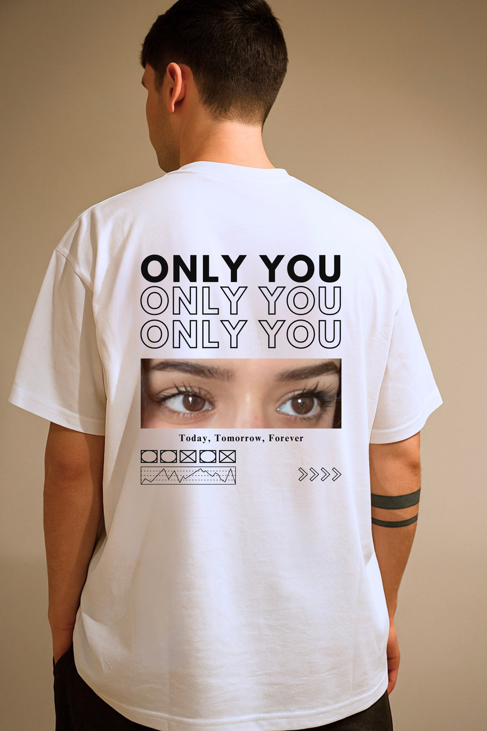 Only You Custom Eye Photo Oversized T-shirt - Back Print Only (For Girlfriend/Boyfriend)