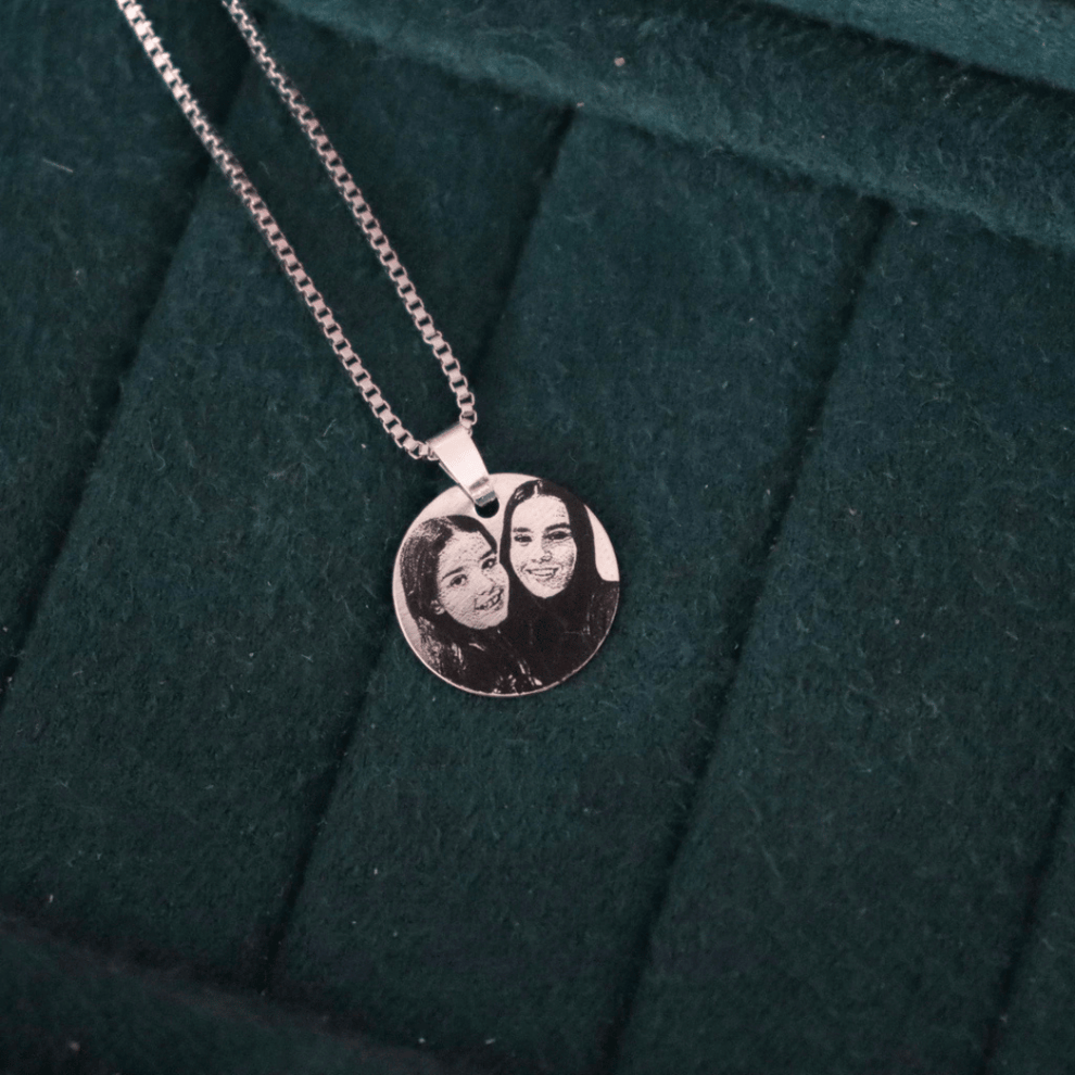 Silver Circle shape Photo Necklace