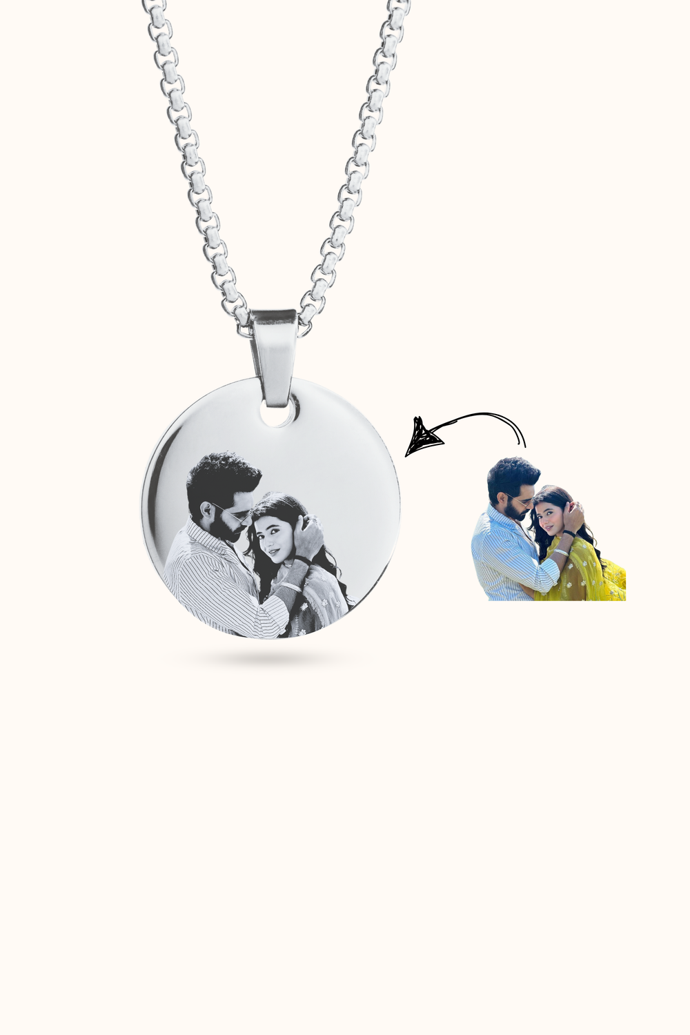 Silver Circle shape Photo Necklace