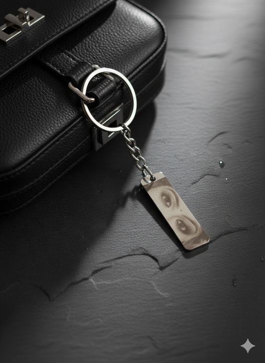 Personalized Photo Eye Keychain – Silver